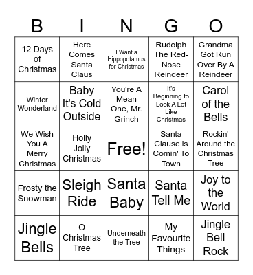 Music Bingo Card