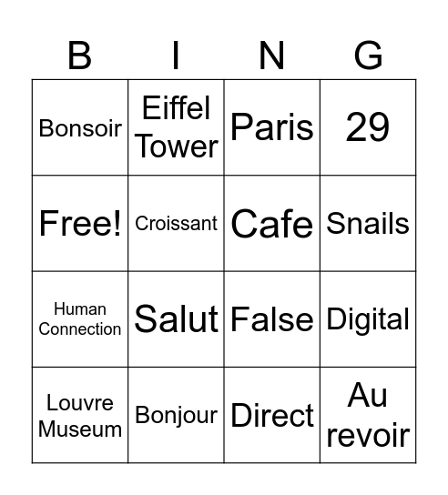 France Bingo Card