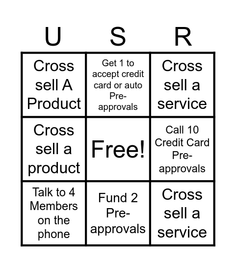 USR Preapproval Bingo Card