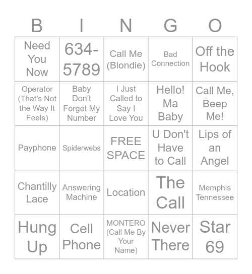 12/15 - 12/16 Bingo Card