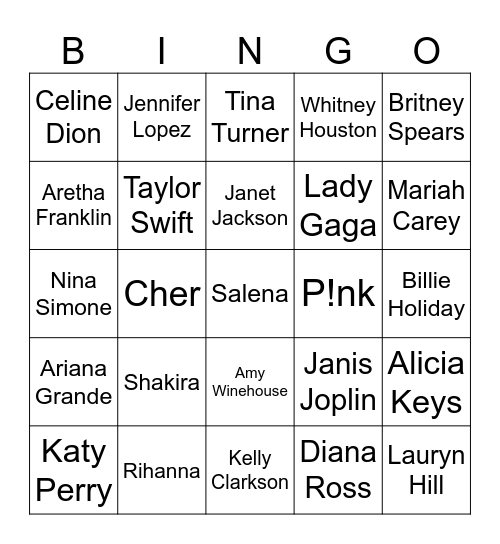 Ladies Night Bingo Card
