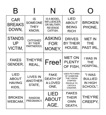 Catfish Bingo Card