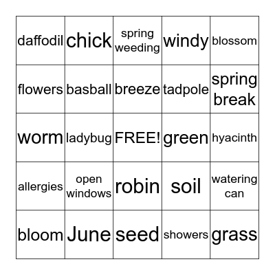 SPRING  BINGO    Bingo Card