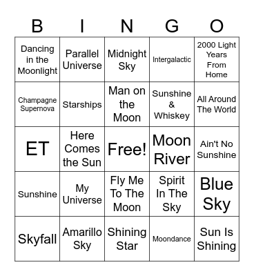 Space Bingo Card