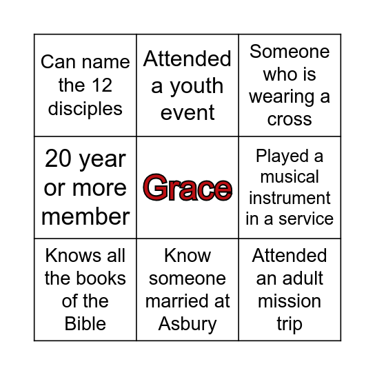 Anniversary Bingo Card