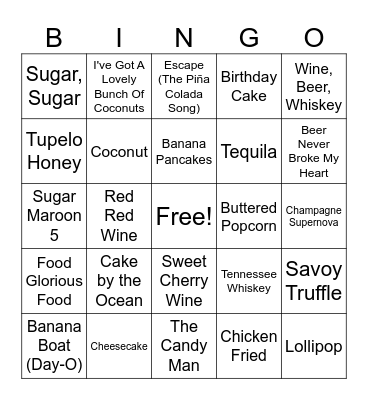 Food & Beverage Bingo Card
