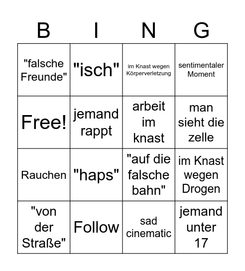 knast Bingo Card