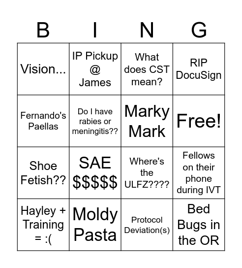 OPH Research Bingo Round 2 Bingo Card