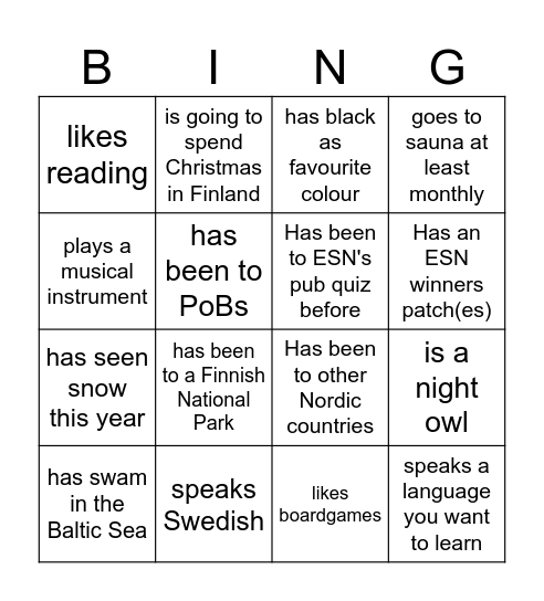 Friendship night bingo #2 Bingo Card