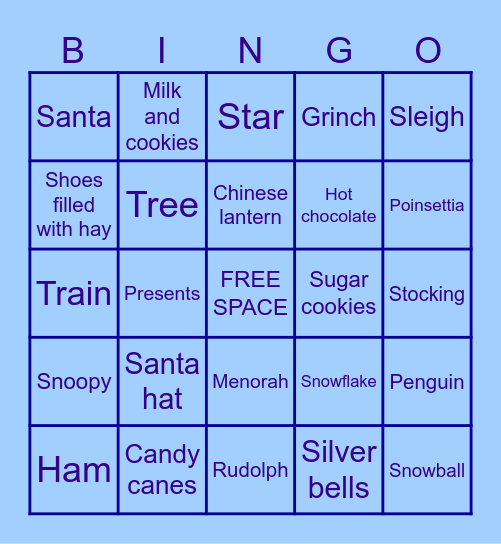 Winter Holiday Fun! Bingo Card