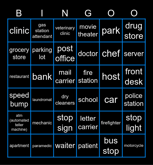 ESL 602-02 Unit 5 Bingo Card