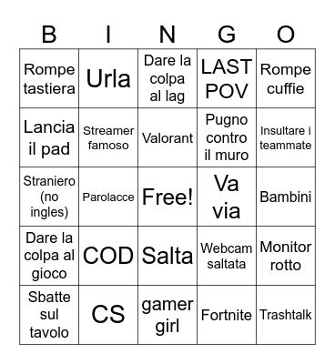 rage compilation Bingo Card