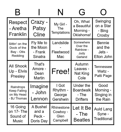 Musical Bingo! Bingo Card