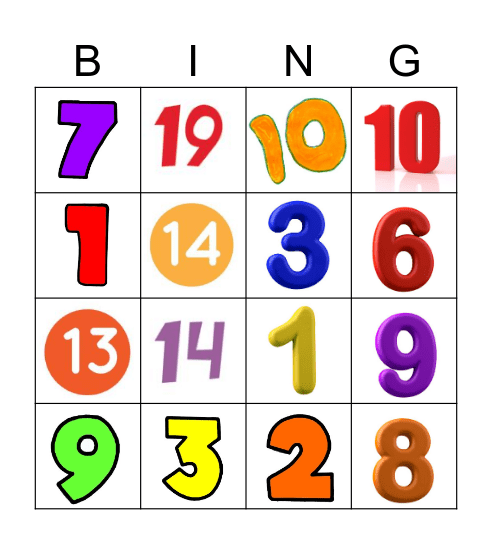 Números del 0 al 20 Bingo Card