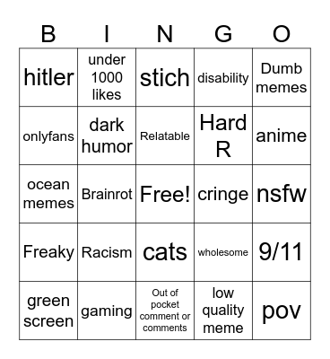 Ig Reels Bingo Card