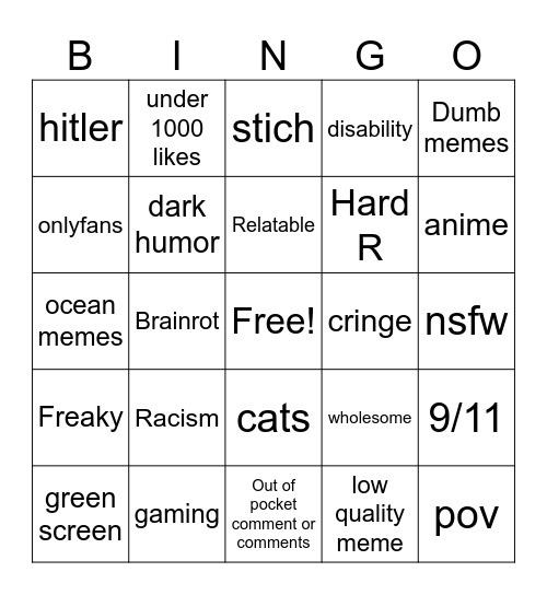 Ig Reels Bingo Card