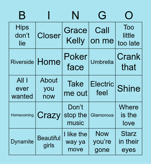 Naughty or Noughtie Bingo Card