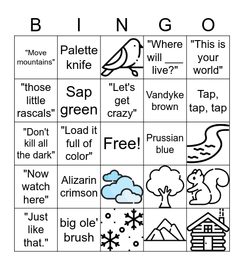 Bob Ross Bingo Card