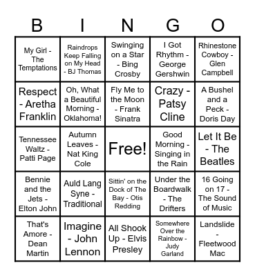 Musical Bingo! Bingo Card