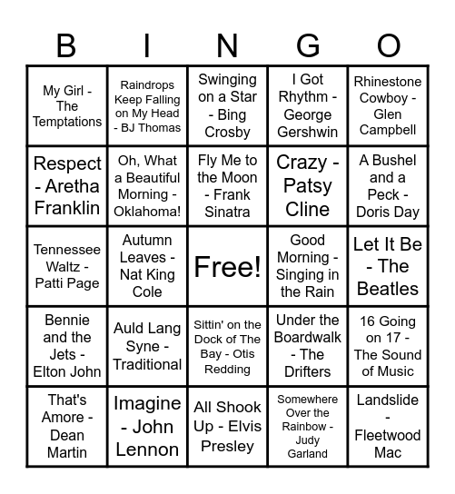 Musical Bingo! Bingo Card