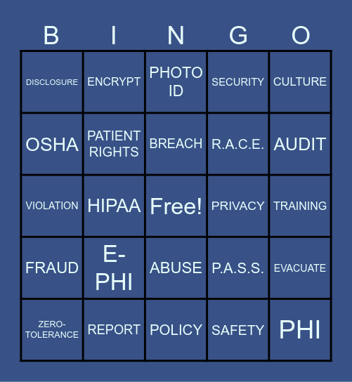 ***  COMPLIANCE & ETHICS  *** Bingo Card