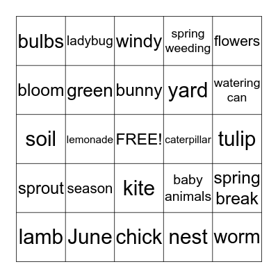 SPRING  BINGO    Bingo Card