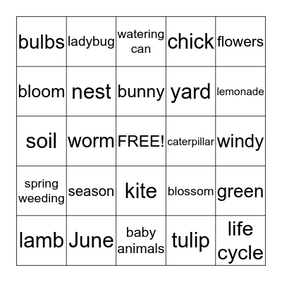 SPRING  BINGO    Bingo Card