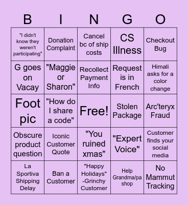 F & F 2024 Bingo Card