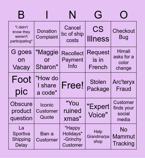 F & F 2024 Bingo Card