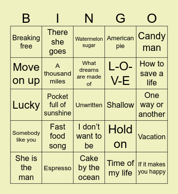 Food & Film Bingo Card