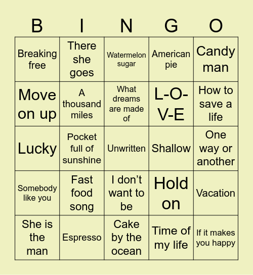 Food & Film Bingo Card