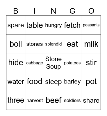 Stone Soup by Marcia Brown Bingo Card