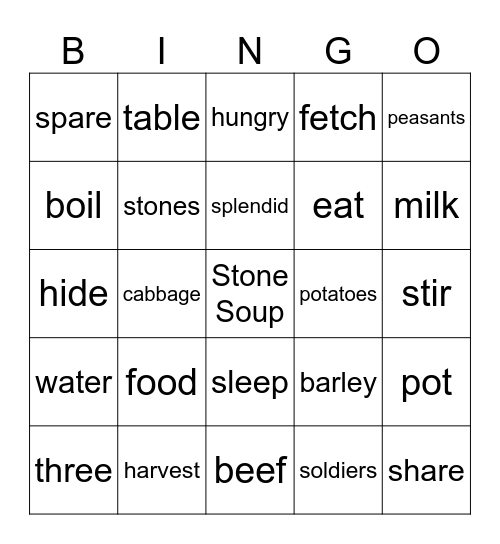 Stone Soup by Marcia Brown Bingo Card