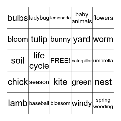 SPRING  BINGO    Bingo Card