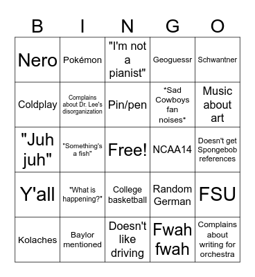 Keaton 🅱️uh-ingo Bingo Card