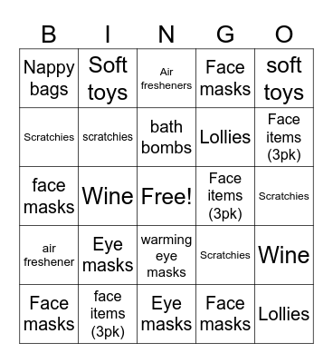 Baby Shower Bingo Card