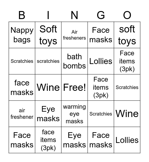 Baby Shower Bingo Card