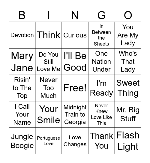 Throwback Bingo Card