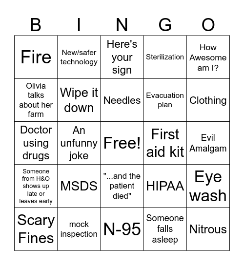 OSHAT Bingo Card