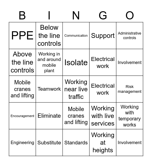 Safety Essentials Bingo Card