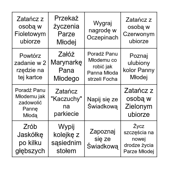 Bingo Weselne Karolina&Piotr 15.11.2024r Bingo Card