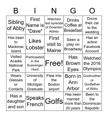 Portland BBQ Supper Bingo Card