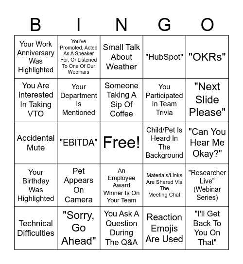 Research Solutions' FY25 Town Hall Bingo Card