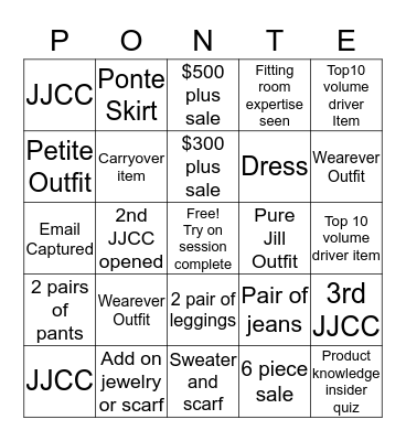 Jjill bingo  Bingo Card