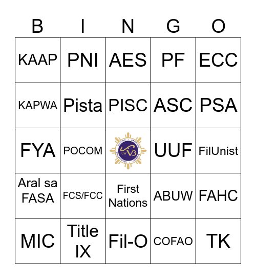 FASA Lingo & History Bingo Card