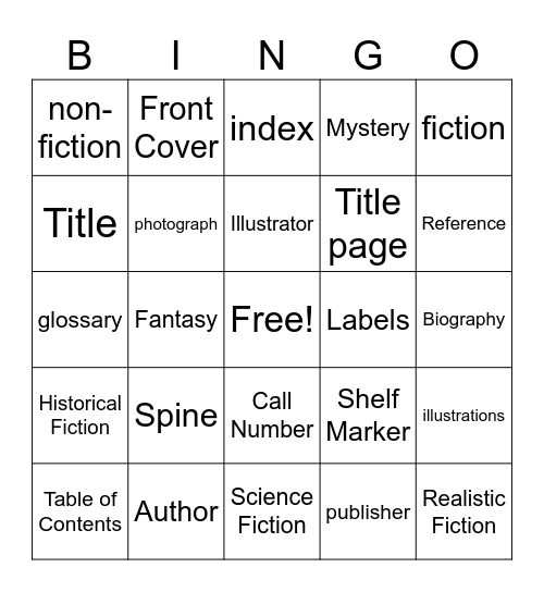 Library Bingo Card