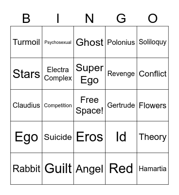 Freudian Bingo Card