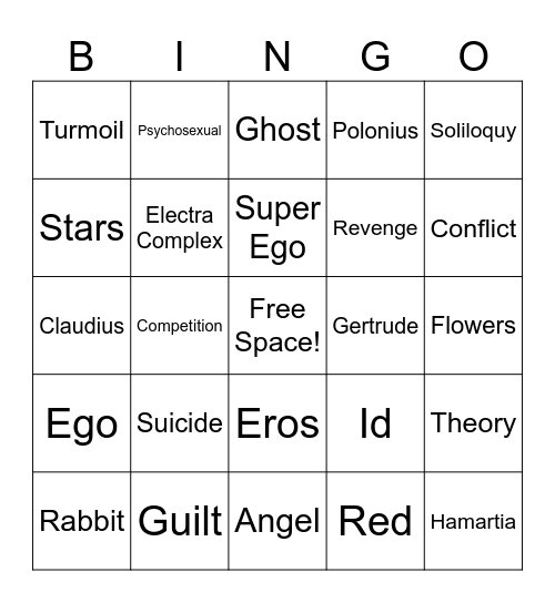 Freudian Bingo Card