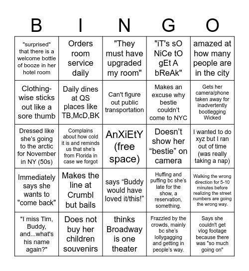 J10D NYC Fail Bingo Card