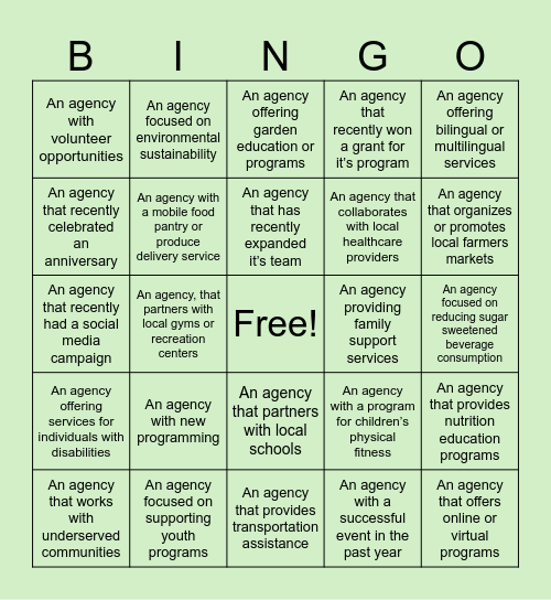 GFH   AGENCY Bingo Card